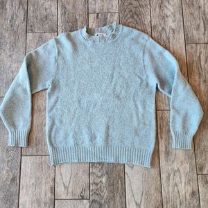VTG Knight Knit Light Blue Wool Blend Crewneck Sweater Heathered Large
